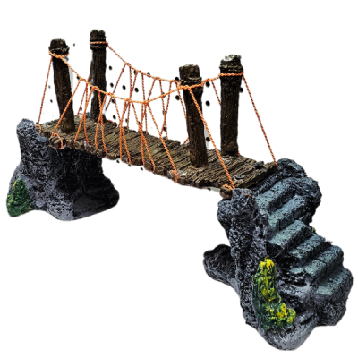 Adorno de Resina para Acuarios o Peceras Puente Colgante con Piedras Grande