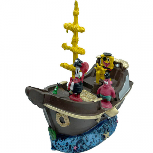Adorno de Resina Barco Bob Esponja y Amigos de  22 X 12 x 31 Centimetros
