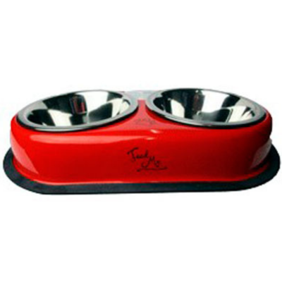 Comedero para Mascotas Doble Color Rojo 450 Mililitros