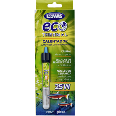 Termostato Calentador para Acuarios Sumergible 25 Watts 