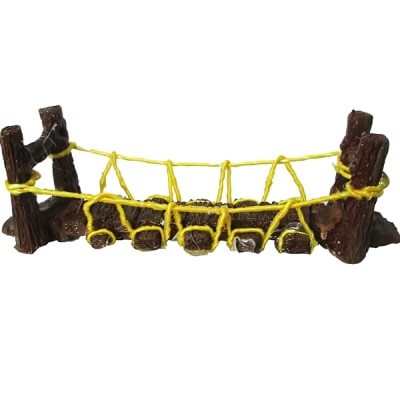 Adorno para Pecera de Resina Puente de Madera Amarillo ó rojo