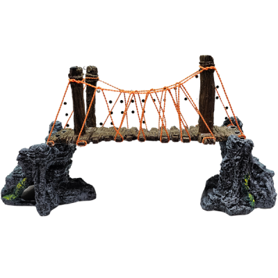 Adorno de Resina para Acuarios o Peceras Puente Colgante con Piedras Grande