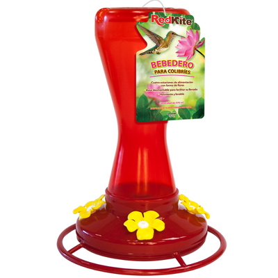 Alimentador para Colibris 4 Estaciones de Alimentacion Color Rojo